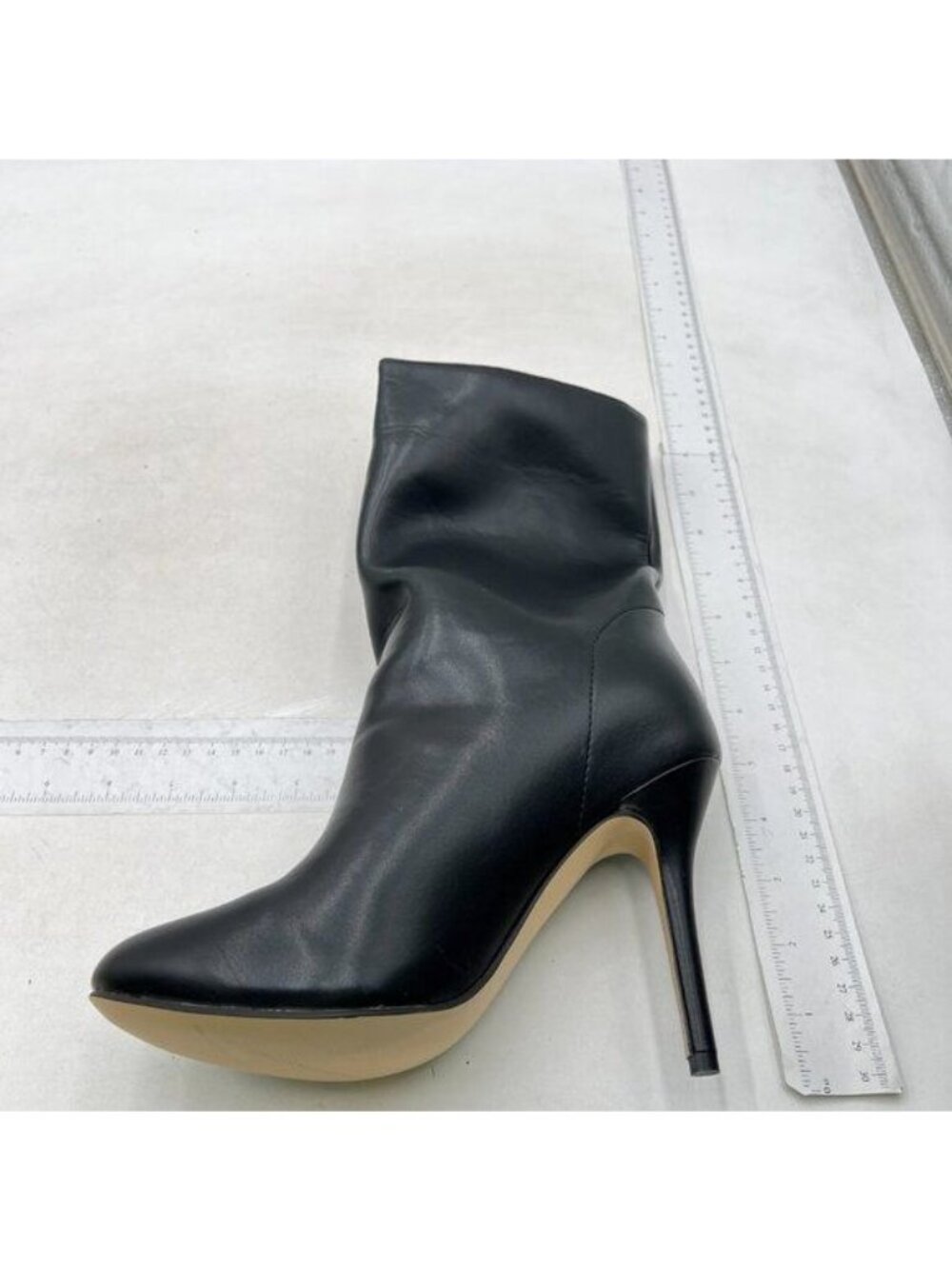 Women's Mid Calf Boots Pointed Closed Toe Heel Boot Zipper Short Booties Black